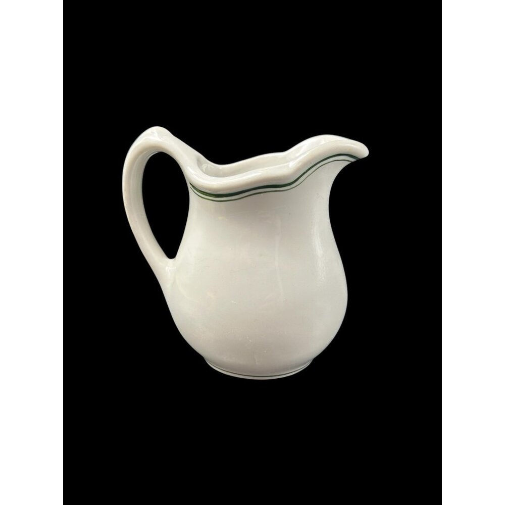 Sterling Vitrified China Pitcher Creamer Restaurant Ware 4.5" Vintage Ohio Green